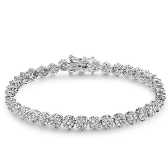 Certified 3.78CT Seven Stone Moissanite Luxury Flower Tennis Bracelet 4.5MM - Picture 4 of 13